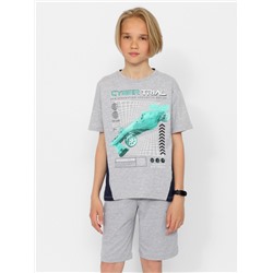 CSJB 90185-11-374 Комплект для мальчика (футболка, шорты),светло-серый меланж